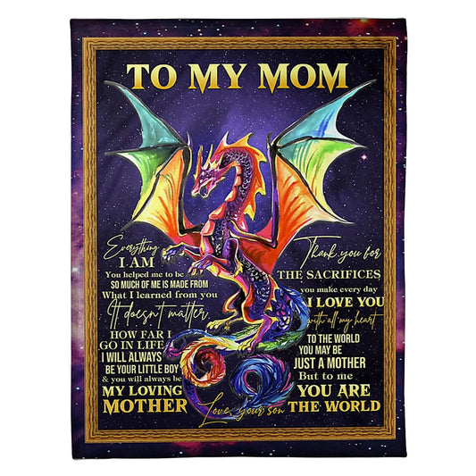 Dragon To My Mom Dragon Thank You 50 x 60 Inch Flannel Blanket For Cozy Bedroom And Sofa Decor
