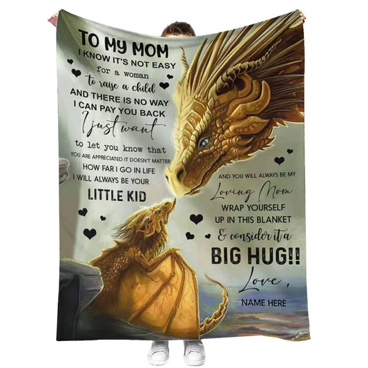 Dragon To My Mom Personalized 50 x 60 Inch Flannel Blanket For Cozy Bedroom And Sofa Decor