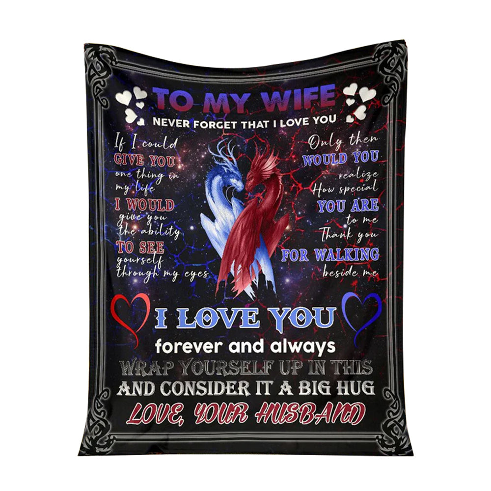 Dragon To My Wife 50 x 60 Inch Flannel Blanket For Cozy Bedroom And Sofa Decor