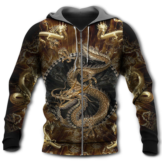 Dragon Love Life Gold Art - 3D Hoodie