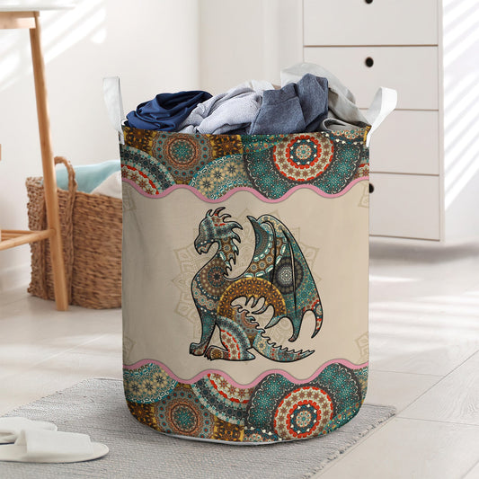 Dragon mandala style - Laundry basket - LAUB04LIN240222-Owls Matrix