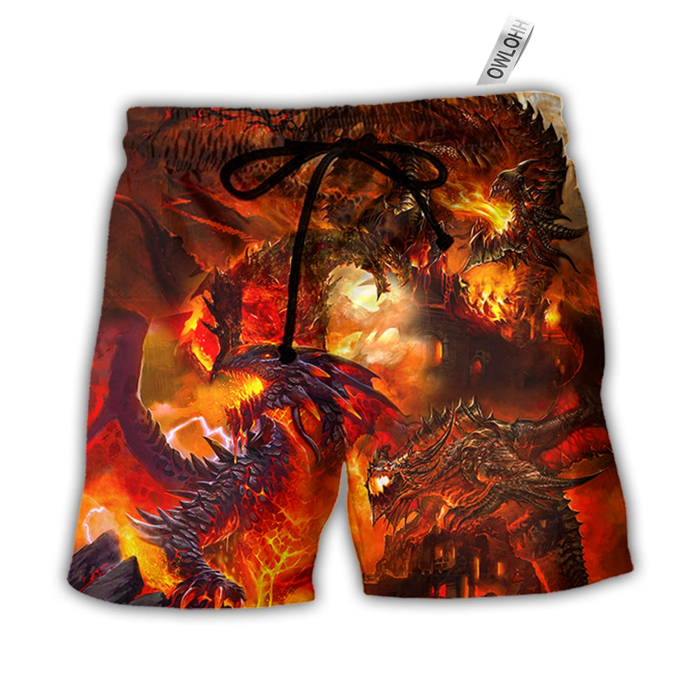 Beach Short / Adults / S Dragon Red Style - Beach Short - Owls Matrix LTD