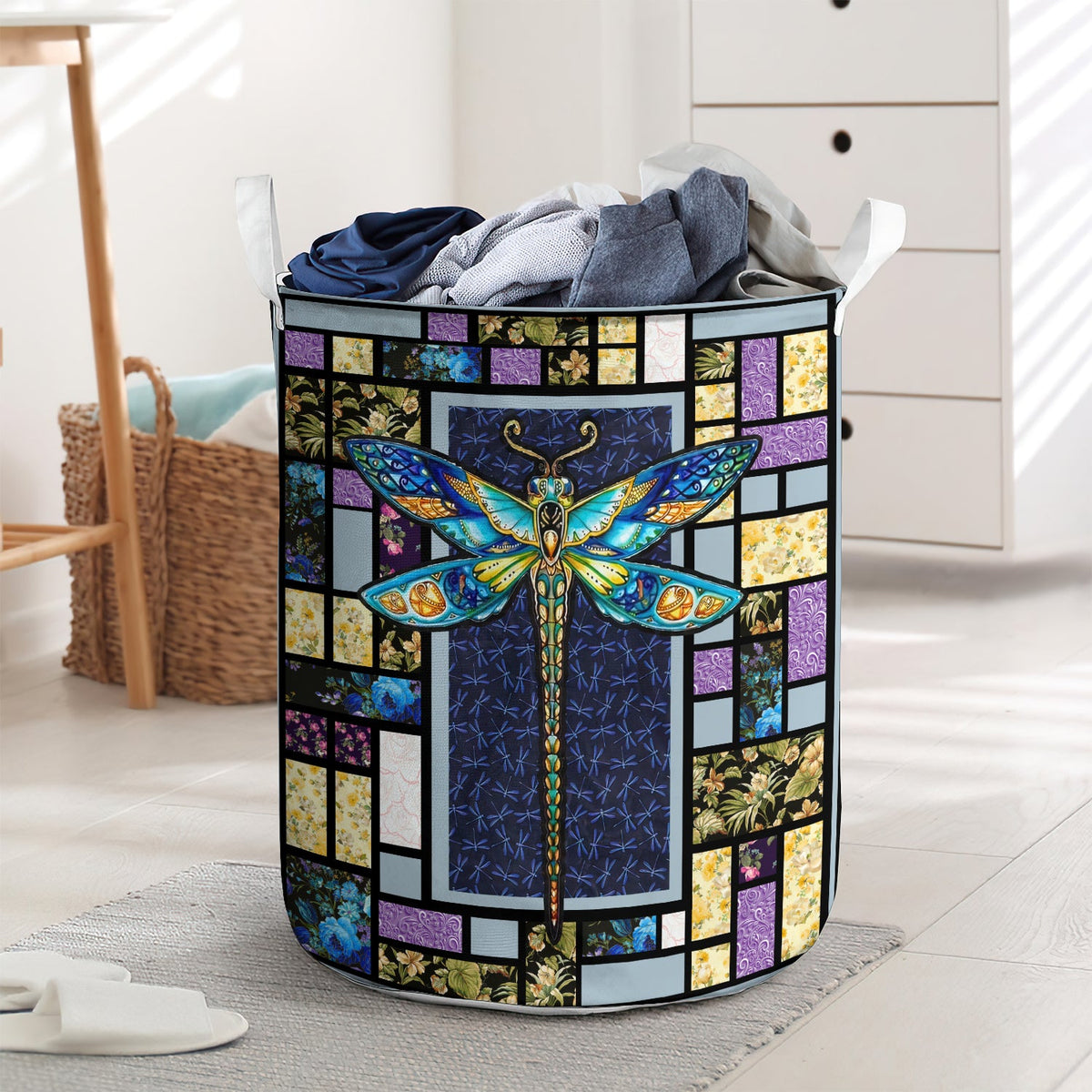 Colorful dragonfly - Laundry basket - LAUB10LIN210222-Owls Matrix