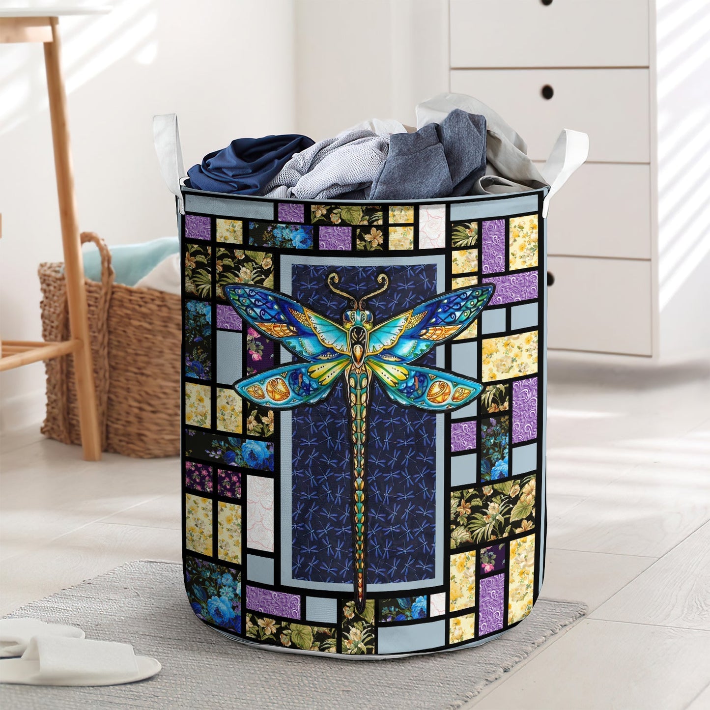 Colorful dragonfly - Laundry basket - LAUB10LIN210222-Owls Matrix