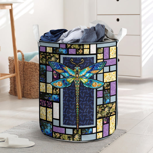 Colorful dragonfly - Laundry basket - LAUB10LIN210222-Owls Matrix