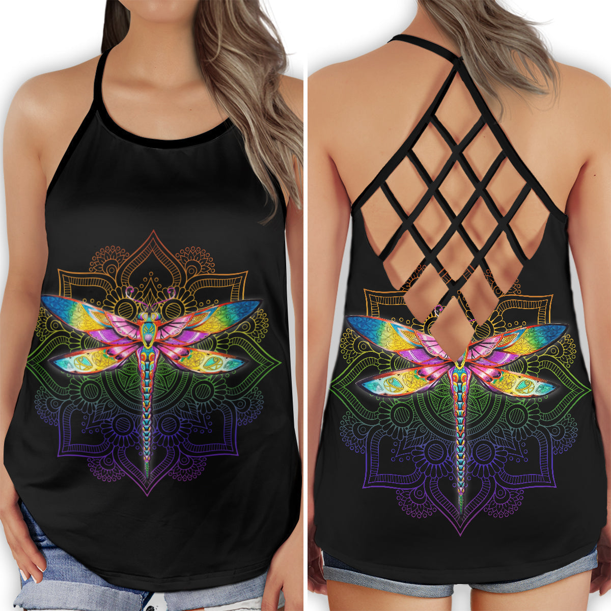 Dragonfly Flying Free Sky Vibes - Hollow Tank Top