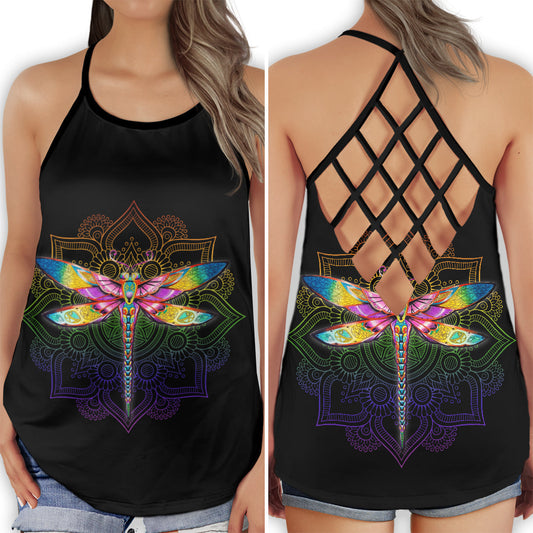 Dragonfly Flying Free Sky Vibes - Hollow Tank Top