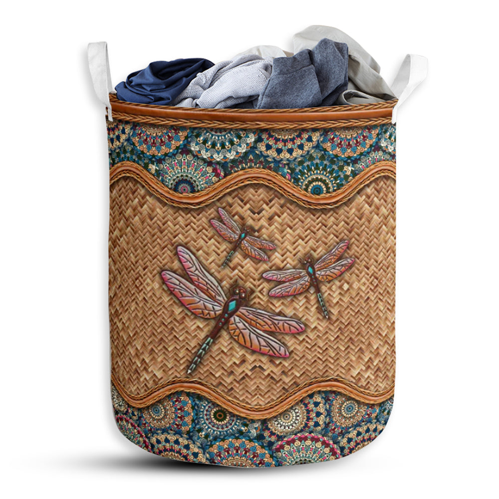 Dragonfly Rattan Mandala Style - Laundry Basket - Owls Matrix LTD