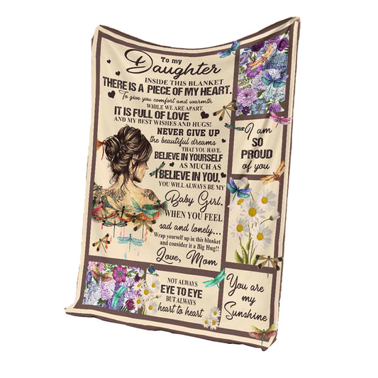 Dragonfly To My Daughter 50 x 60 Inch Flannel Blanket For Cozy Bedroom And Sofa Decor