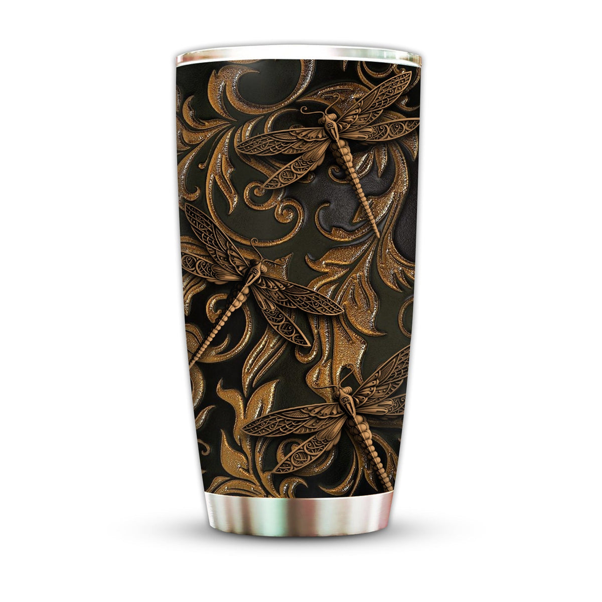 Dragonfly Wood Black With Bronze 20 Oz Tumbler