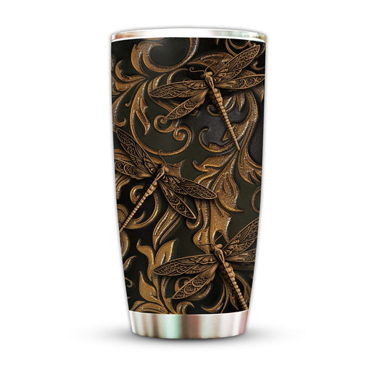 Dragonfly Wood Black With Bronze 20 Oz Tumbler