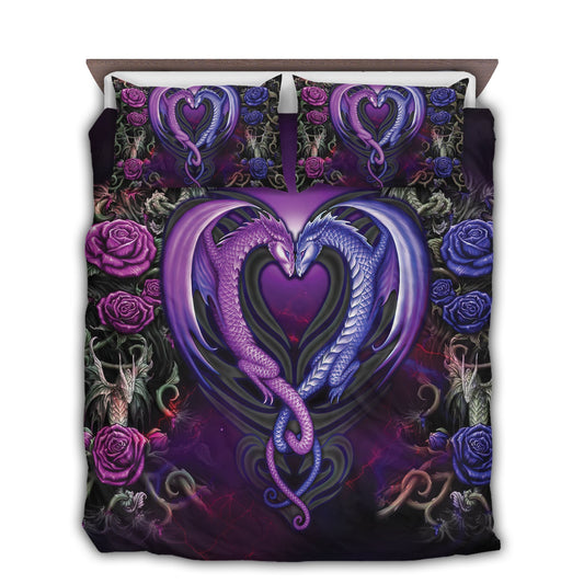 Dragon Heart Love Rose Bedding Cover For Fantasy Bedroom Decor