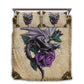 Dragon Violet Rose Bedding Cover For Fantasy Bedroom Decor
