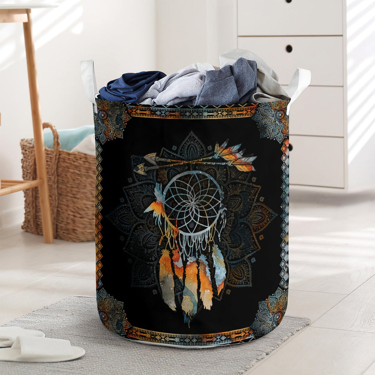 Dreamcatcher mandala style - Laundry basket - LAUB03LIN240222 - Owls Matrix LTD