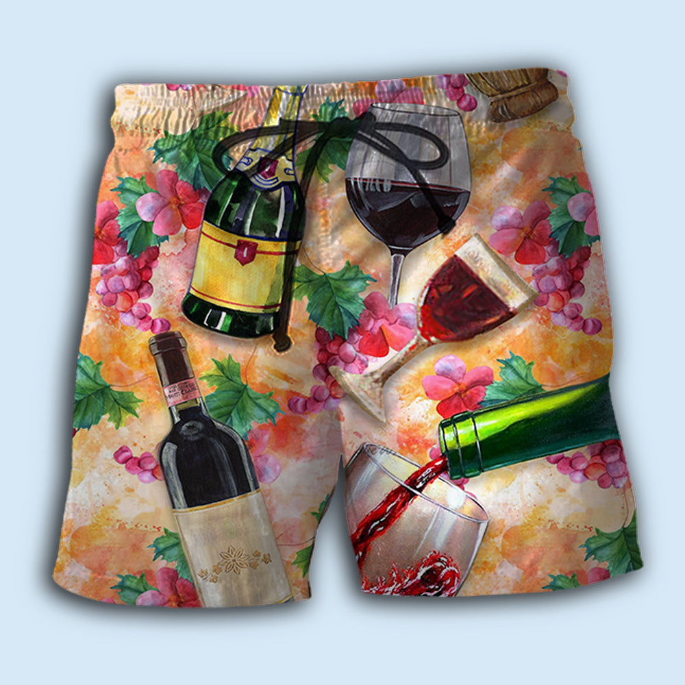 Colorful Wine Drinking Art Style – Beach Short
