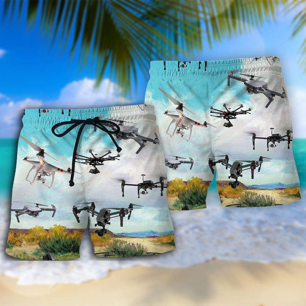 Drone Flying Blue Sky Adventure - Beach Short