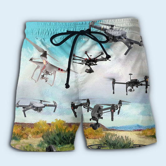 Drone Flying Blue Sky Adventure - Beach Short