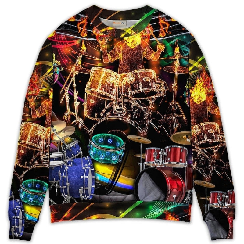Drum Is My Life Colorful Light Art – Sweater - Ugly Christmas Sweater