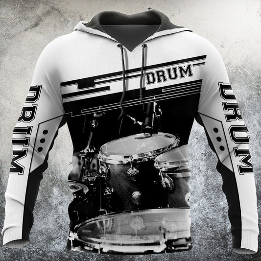 Drum Music Black And White Art – 3D Hoodie