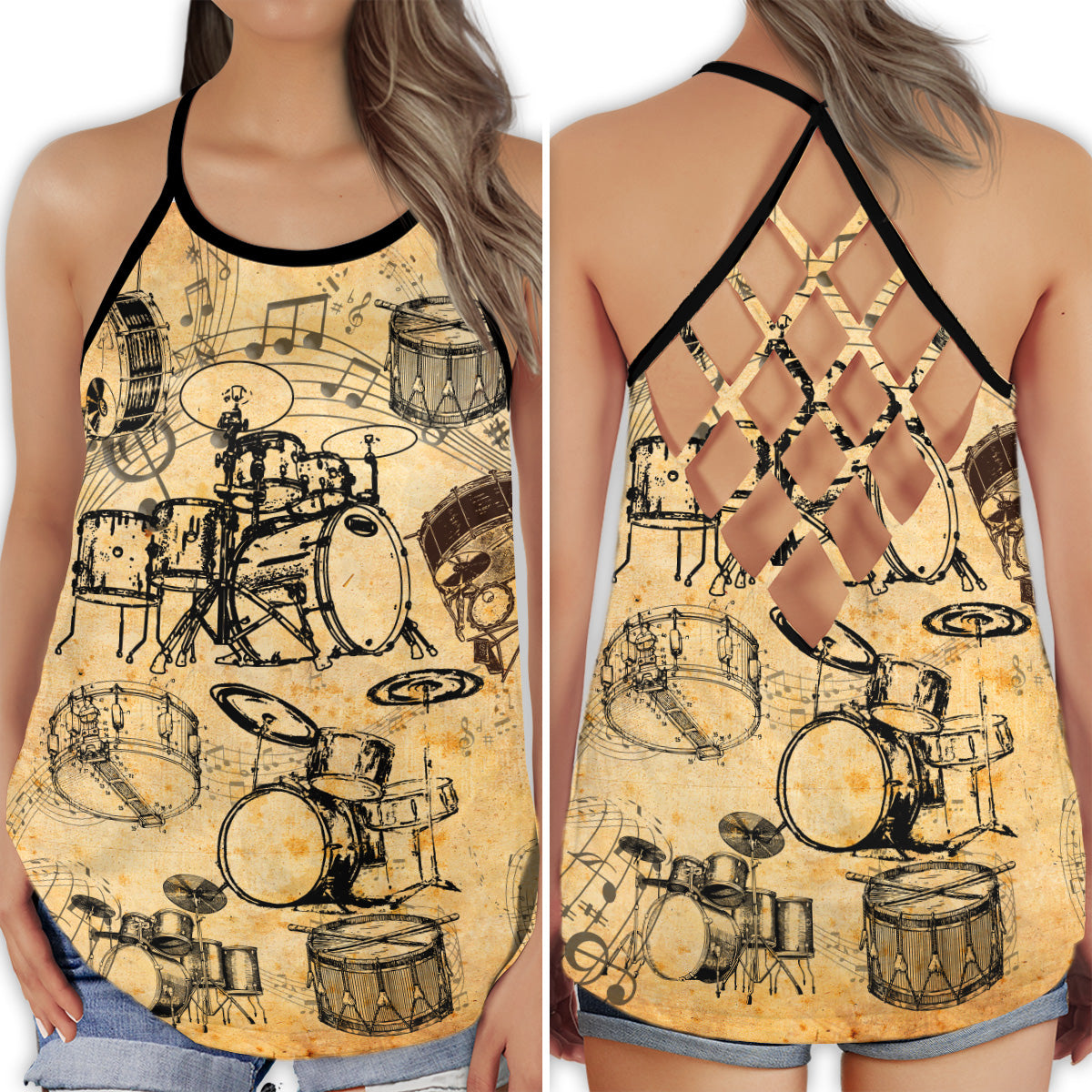 Drum Vintage Music Collection – Hollow Tank Top