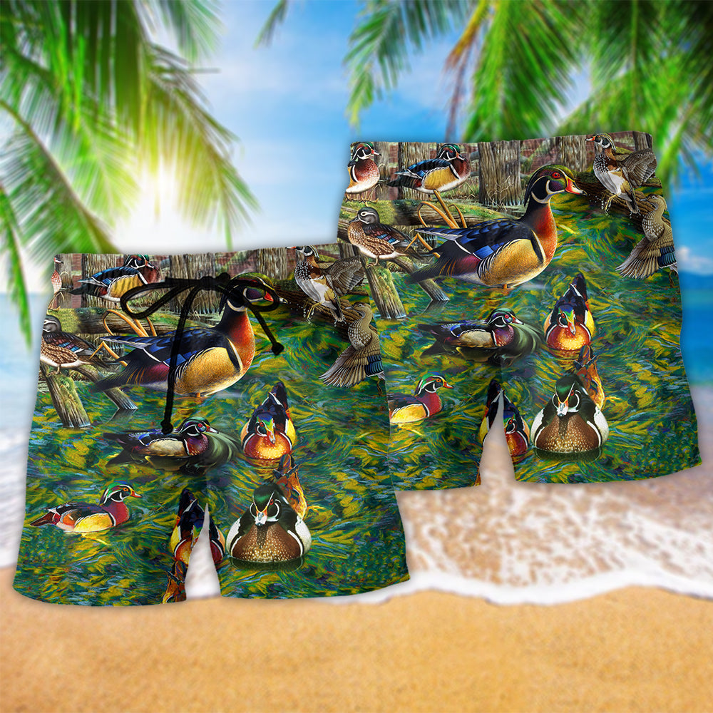 Funny Duck Welcome To The Duck Side Art – Beach Short