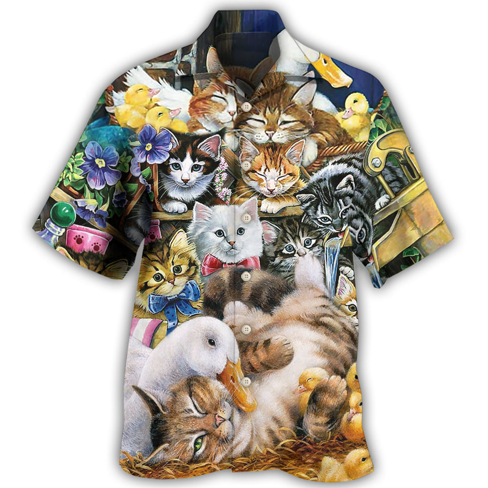 Ducks And Cats Cute Animal - Hawaiian Shirt