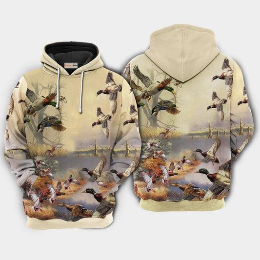 Ducks Amazing Vintage Art – 3D Hoodie
