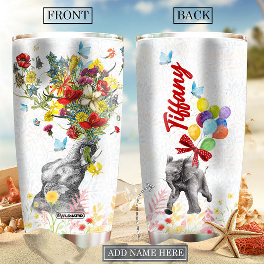 Elephant Happy Personalized 20 Oz Tumbler For Hot Cold Drinks And Travel