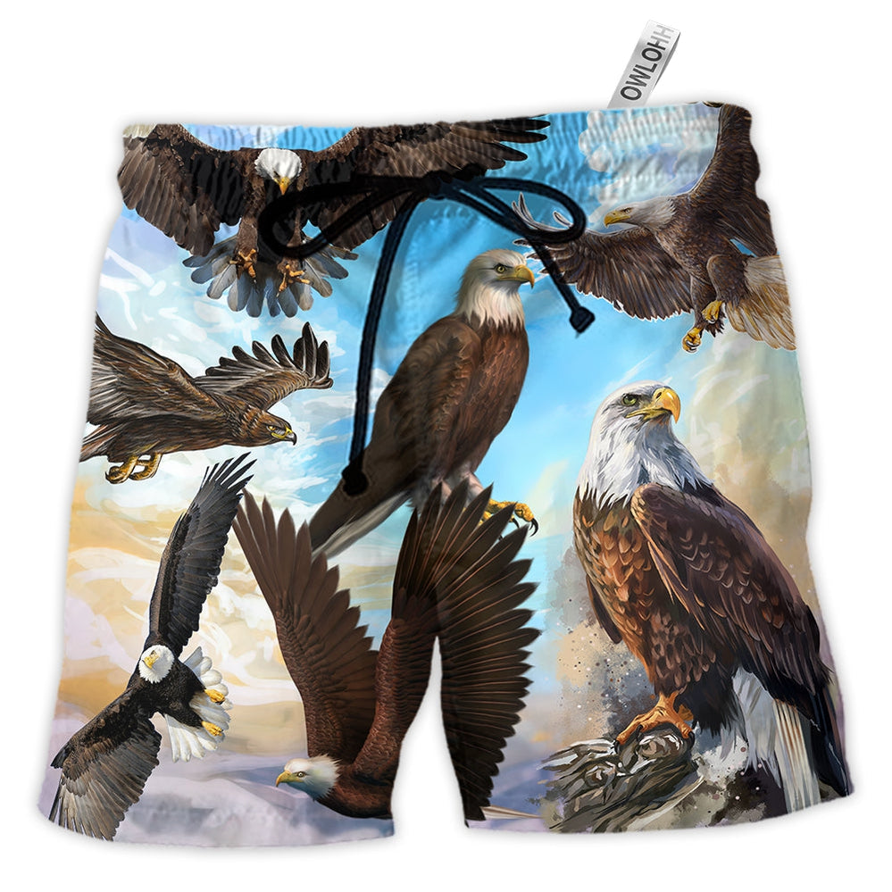 Beach Short / Adults / S Eagle Flying In The Blue Sky - Beach Short - Owls Matrix LTD