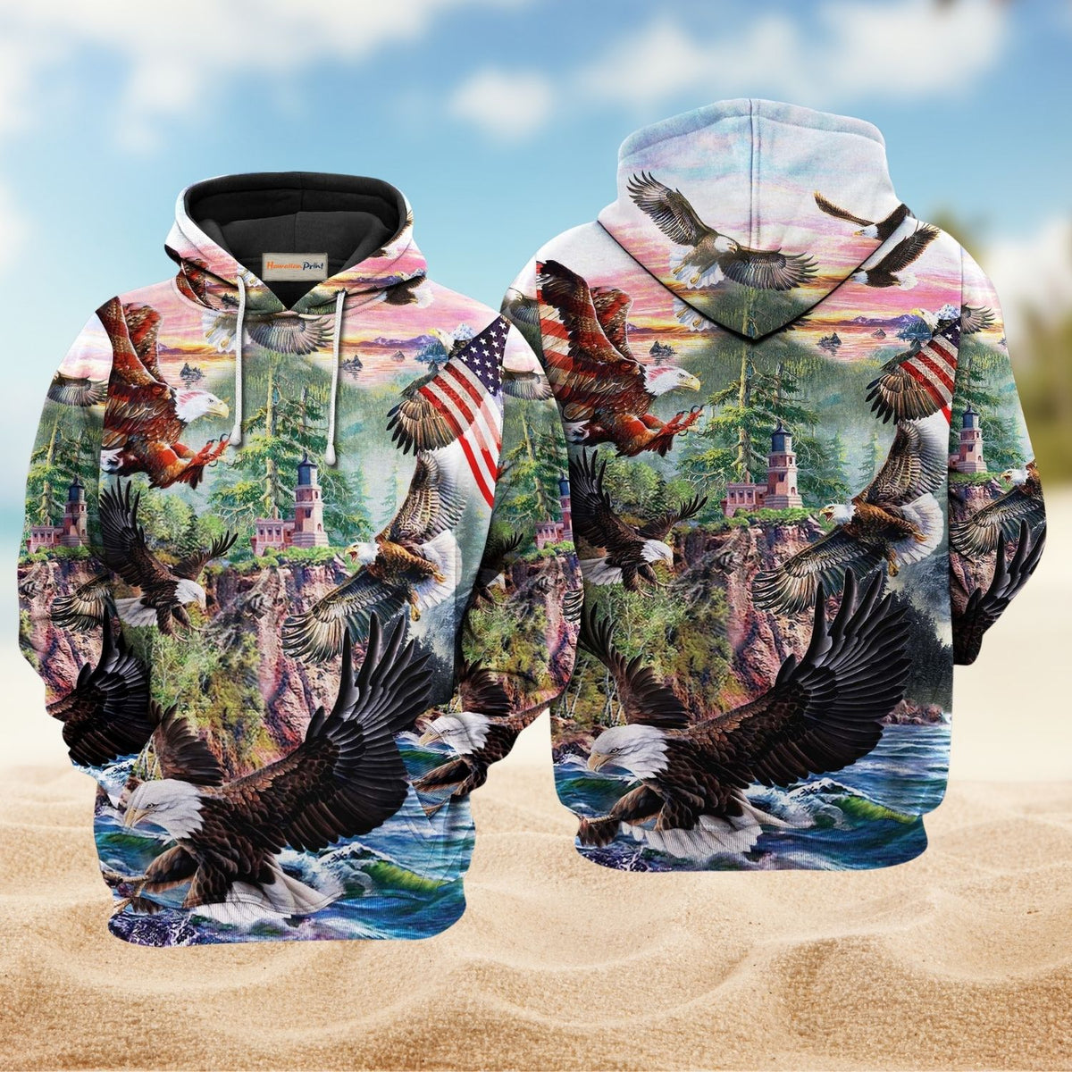 Eagle Spirit Of America Landscape - 3D Hoodie
