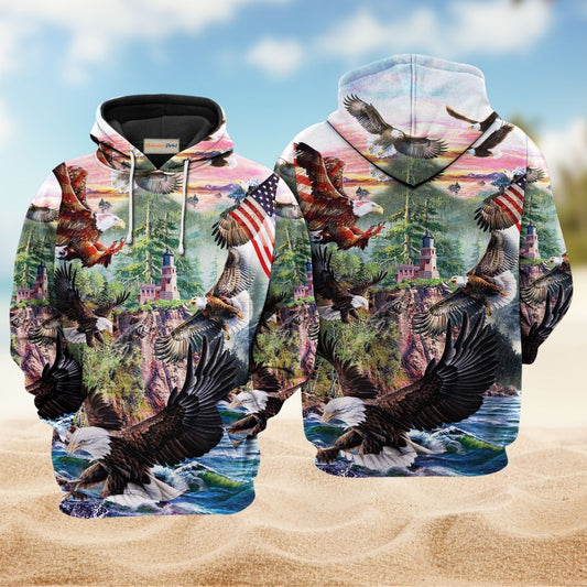 Eagle Spirit Of America Landscape - 3D Hoodie