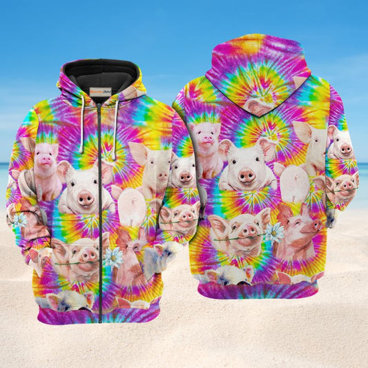Easily Distracted By Pig Art – 3D Hoodie