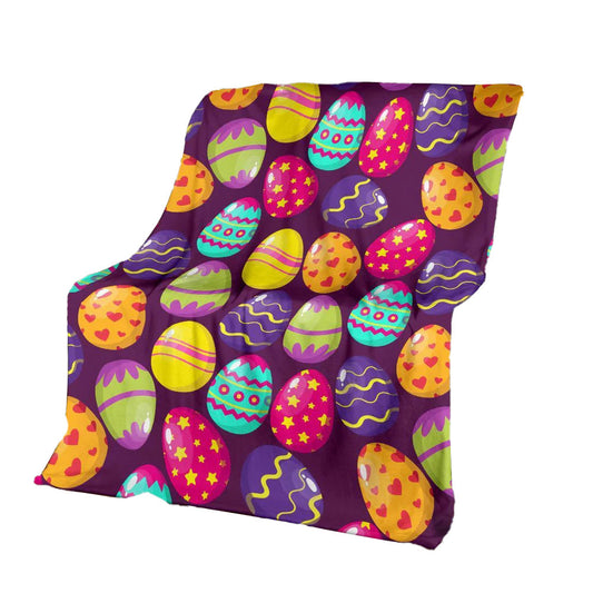 Colorful Easter Egg Pattern 50 x 60 Inch Flannel Blanket For Cozy Bedroom And Sofa Decor