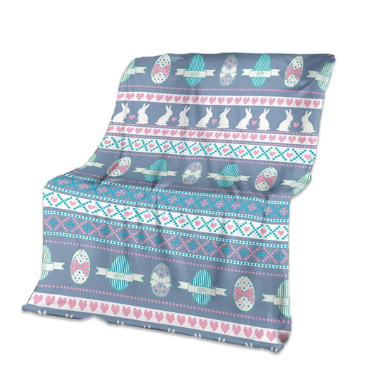 Easter Bunny Egg Pattern 50 x 60 Inch Flannel Blanket For Cozy Bedroom And Sofa Decor