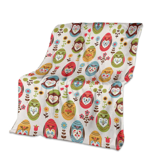 Colorful Easter Egg Pattern 50 x 60 Inch Flannel Blanket For Cozy Bedroom And Sofa Decor