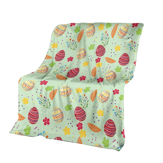 Colorful Easter Egg Pattern 50 x 60 Inch Flannel Blanket For Cozy Bedroom And Sofa Decor