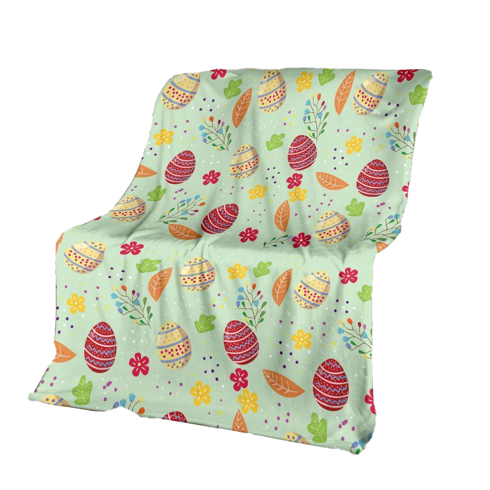 Colorful Easter Egg Pattern 50 x 60 Inch Flannel Blanket For Cozy Bedroom And Sofa Decor