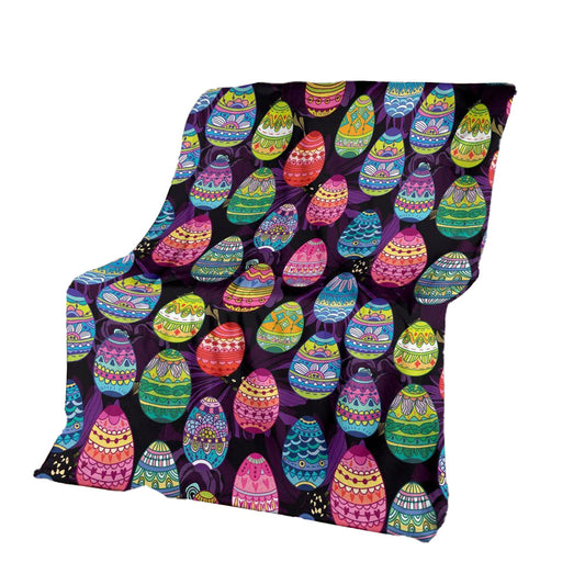 Colorful Easter Egg Pattern 50 x 60 Inch Flannel Blanket For Cozy Bedroom And Sofa Decor
