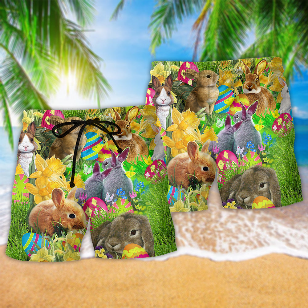 Easter Cute Bunny Color Art - Beach Short