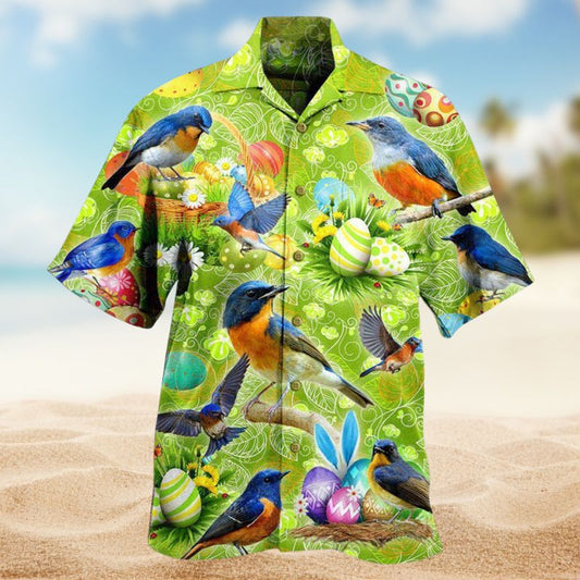 Easter Happy With Blue Birds Edition - Hawaiian Shirt