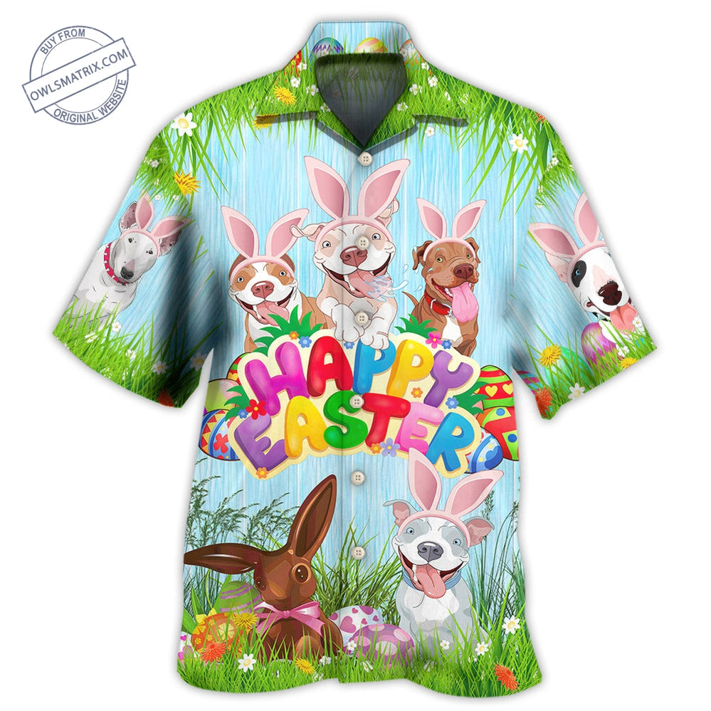 Beach Short / Adults / S Eatser Happy PitBulls Funny - Beach Short - Owls Matrix LTD