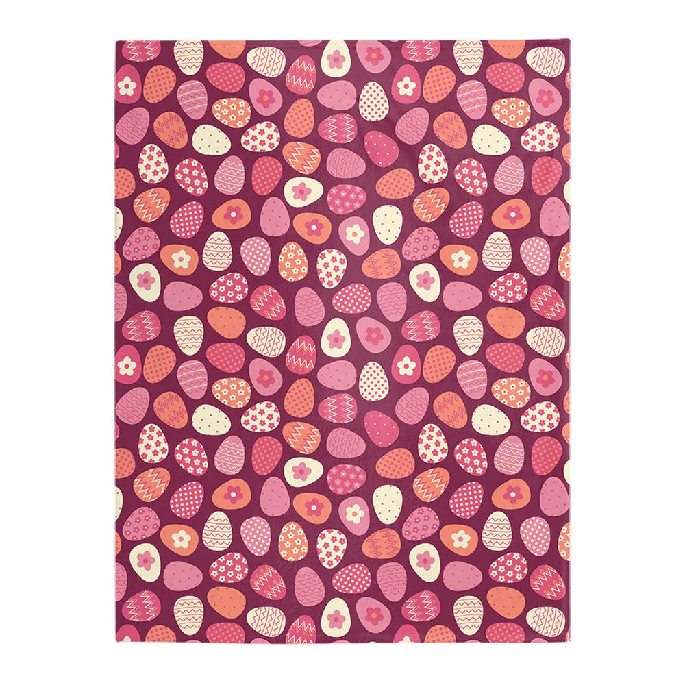 Colorful Easter Egg Pattern 50 x 60 Inch Flannel Blanket For Cozy Bedroom And Sofa Decor