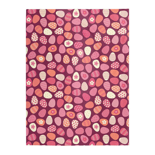 Colorful Easter Egg Pattern 50 x 60 Inch Flannel Blanket For Cozy Bedroom And Sofa Decor
