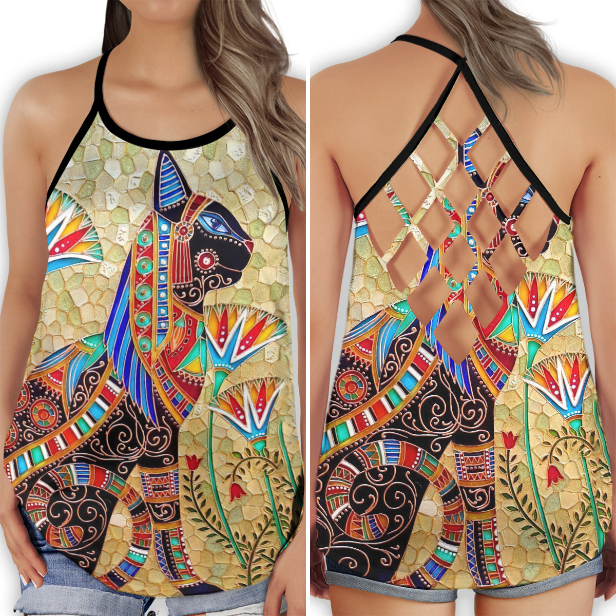 Egyptian Cats Luxury Ancient Charm - Hollow Tank Top