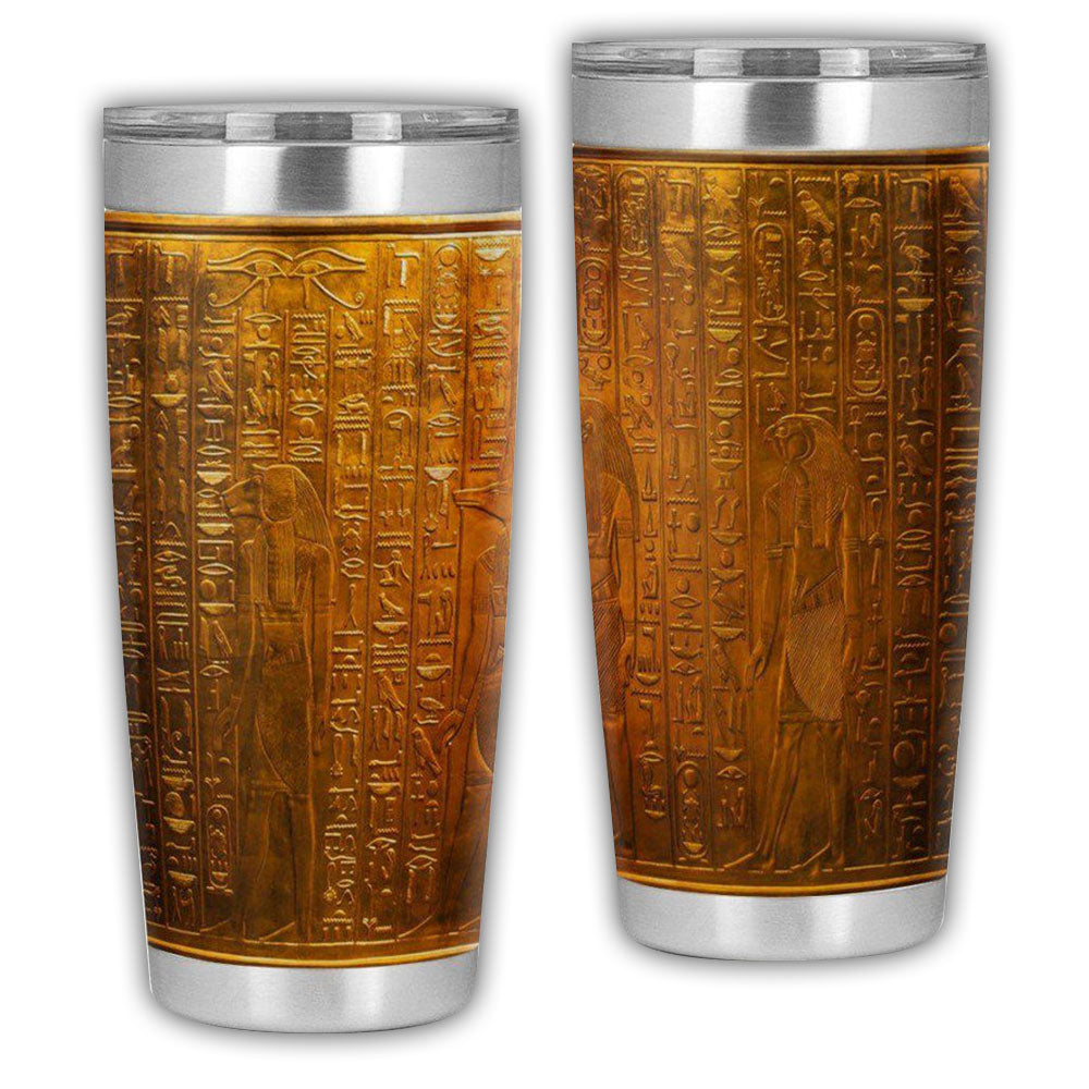Egypt Golden Relief Glittering 20 Oz Tumbler For Coffee Travel And Daily Use
