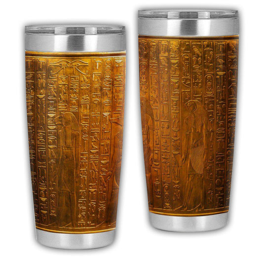 Egypt Golden Relief Glittering 20 Oz Tumbler For Coffee Travel And Daily Use