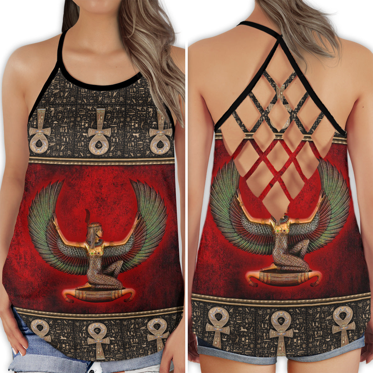Egypt Pattern Red Ancient Style – Hollow Tank Top