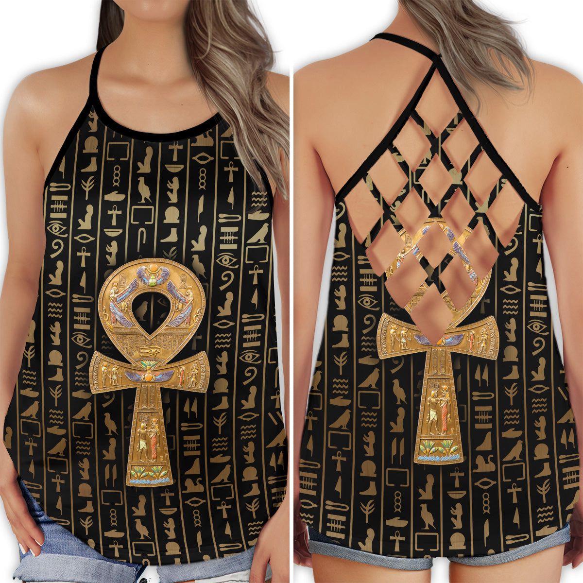 Egypt Black Symbols Collection – Hollow Tank Top