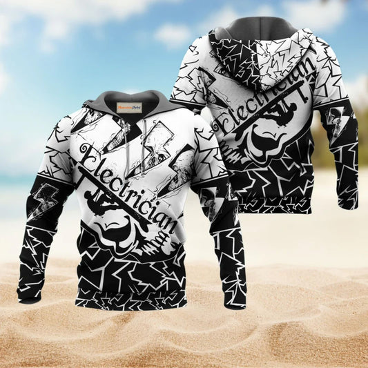 Electrician Black And White Art – 3D Hoodie
