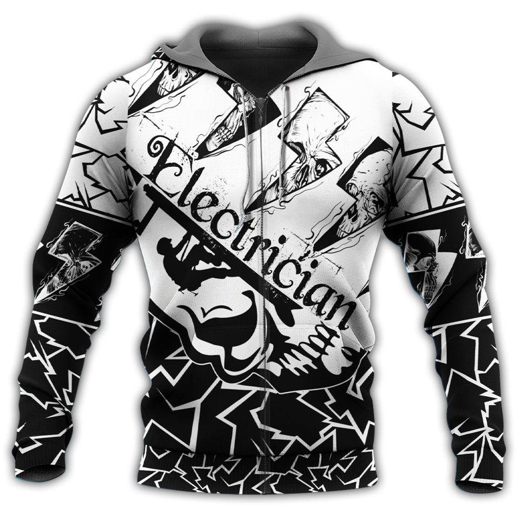 Electrician Black White Cool Style - 3D Hoodie